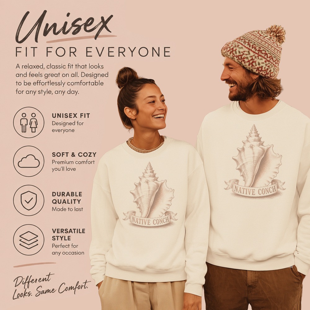 Native Conch Shell Rising from Ribbon Banner Sweatshirt - Picture 4 of 6